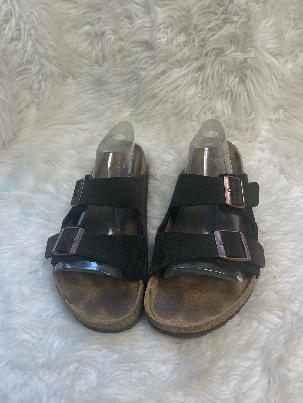 Birkenstock Men Arizona Birko-Flor Sandals leather suede Brown SZ10.